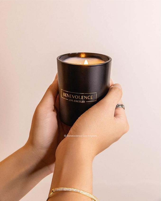 Benevolence LA Clearance Candles Bergamot & Jasmine Scented Candle | Soy Black Candle for Home | Gifts for Women and Men | Home Fragrance | Aromatherapy | 6oz