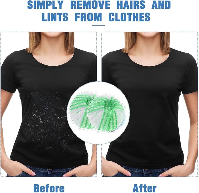 Upgrade 12 PCS Pet Hair Remover for Laundry, Reusable Dog & Cat Hair Remover for Laundry, Washing Machine Pet Hair Catcher for Clothes, Bedding, Gentle on Fabrics (Grass Green + White)