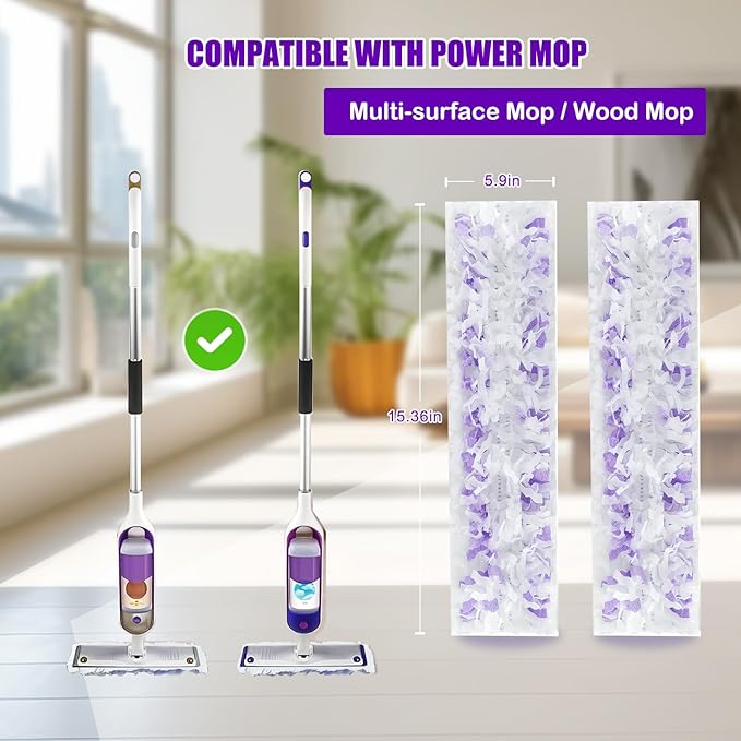 20 Count Power Mop Pads Refills for Swiffer PowerMop Multi-Surface Mopping Pad Disposable Replacement Mop Pads Compatible with Swiffer PowerMop,Safe on All Finished Floors.