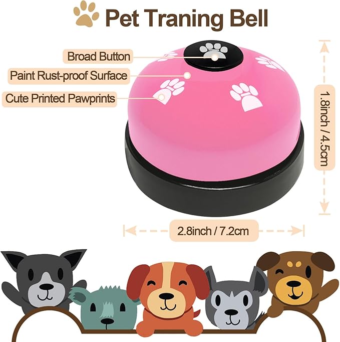 2 Pack Dog Door Bells Dog Doorbell to go Outside Puppy Train Bell for Dogs to Ring to go Potty Puppy Toilet Training Bell Jingle Bells for Door Knob Girl Puppy Essentials Accessories (Pink)