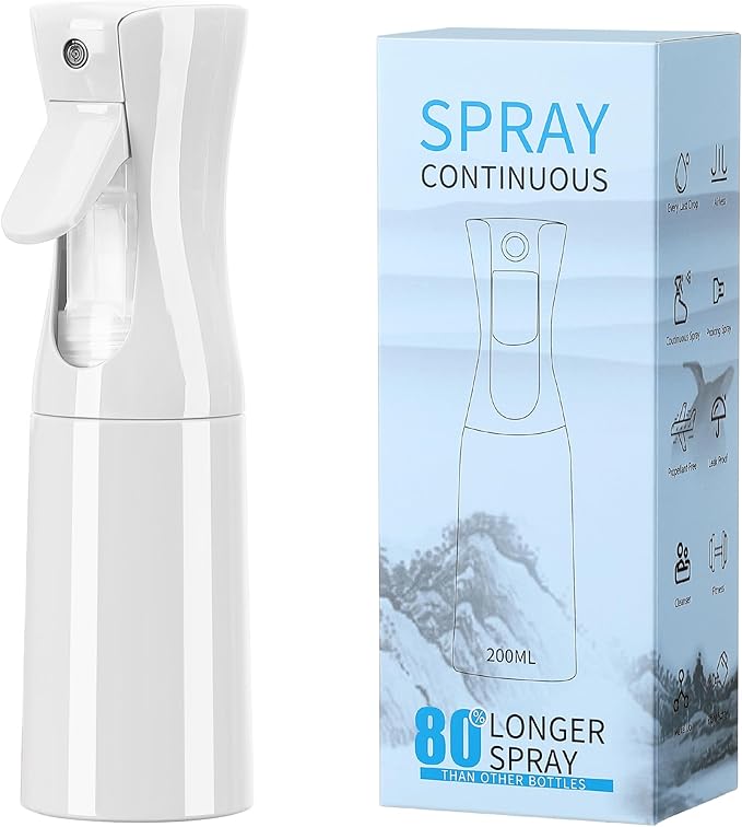 Hair Mister Spray Bottle，Spray Water Bottle Fine Mist Refillable Plants（6.8OZ /200ML） Barber，Showering Pets, Plants, travel, Ironing and Cleaning ﻿ ﻿ ﻿ (White)