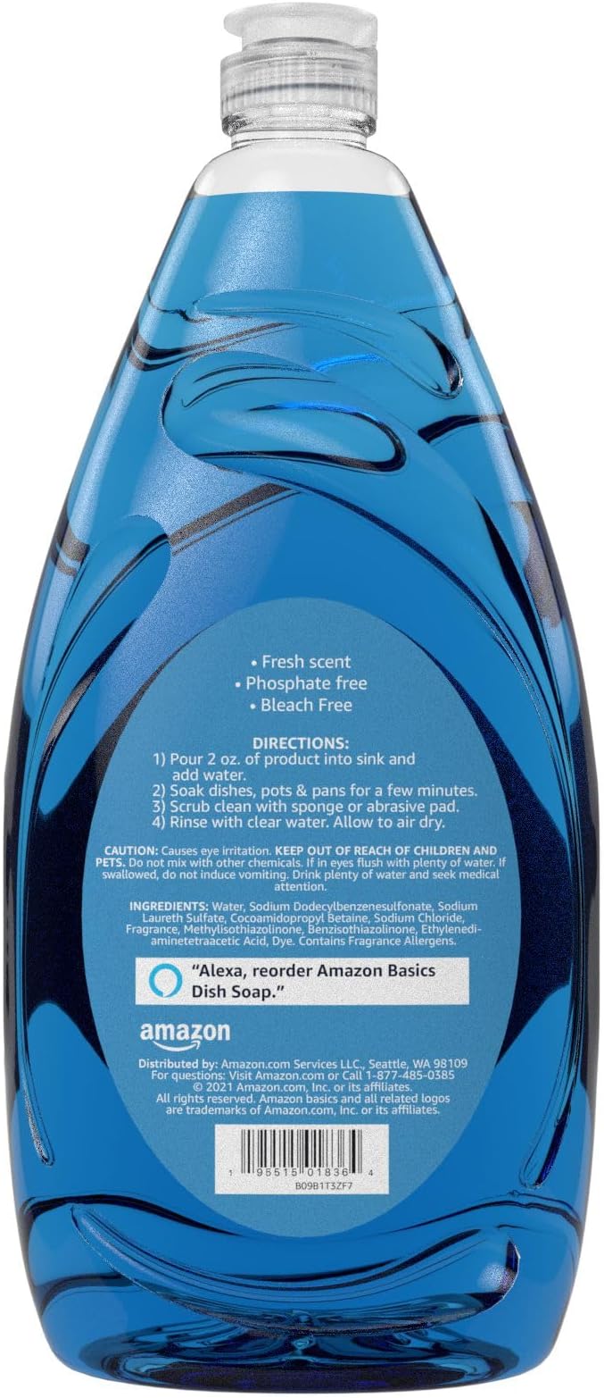 Amazon Basics Dish Soap, Fresh Scent, 30 fl oz, Pack of 4
