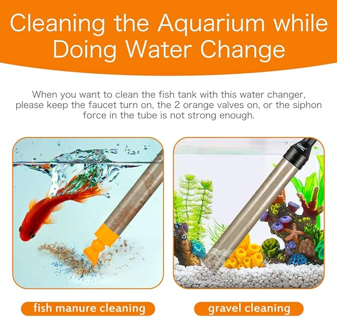 hygger Upgrade Aquarium Water Changer Kit, Semi-Automatic Fish Tank Gravel Cleaner, with 33 FT Water Hose, Flow Control Valve