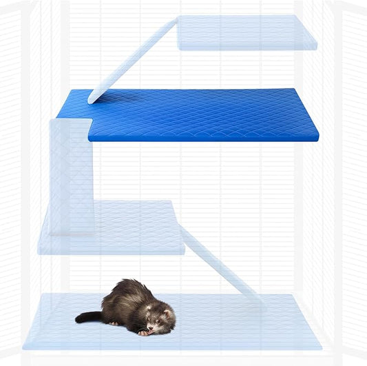 1 Pcs Ferret Cage Liner Washable Ferret Pads Bedding Cage Accessories Kit for Small Animals Hamster Rats Chinchillas Hedgehogs Guinea (Top Pan Liner,Blue)