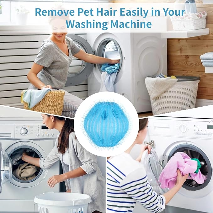 20-Pack Nylon Pet Hair Remover Balls for Laundry, Sky Blue Zappers, 1.6 Inches, Non-Tangle Design for Hair & Dirt Removal