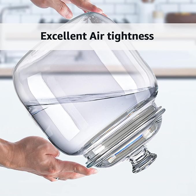 128 oz Unbreakable & Dishwasher Safe Airtight Food Storage Canister | 1 Gallon Premium Plastic Shatterproof Apothecary Jars | Container for Cookie, Dog Treats, Pet Food, Candy