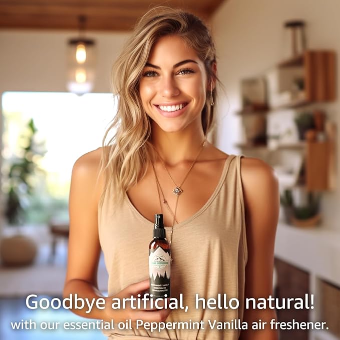 Lumi Outdoors Natural Air Freshener Spray - 4 Pack Bundle - Peppermint Vanilla, Lavender Vanilla, Lemon Vanilla, Orange Clove Room Sprays