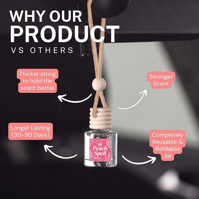 CE Craft Hanging Car Air Freshener – Fragrance Oil Diffuser with Essential Oils – Long-Lasting Aromatherapy Scents for Automobiles – 4 Pack, Designer