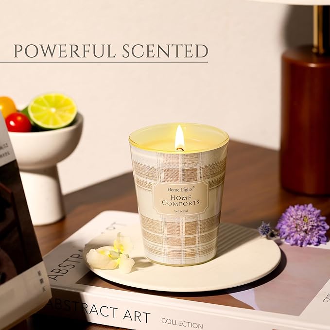 HomeLights Home Comforts Scented Candles | 6.7oz Soy Candles Rustic Modern Large Candle Jars | Ideal Candle Gifts for Events, Home Decor Stress, Relief & Relaxation