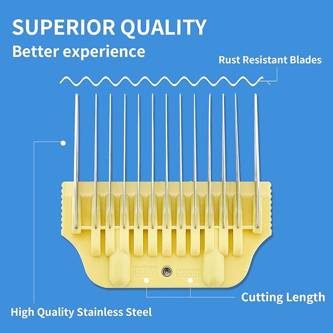 16MM 5/8Inch Pet Grooming Clipper Attachment Guard Comb, for Wide A5 Blades, Compatible with Andis, Conair, Wahl, Laube, Thrive, Bucchelli, or other A5 Series, Only Fit for 10W/15W/30W Wide Blade