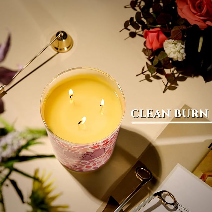 HomeLights Coral Paradise Scented Candles | 34oz Soy Candles Bohemian Natural Textures 3-Wick Large Candle Jars | Ideal Candle Gifts for Events, Home Decor Stress, Relief & Relaxation