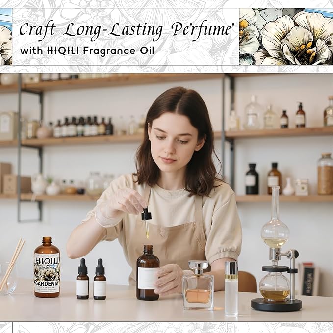 HIQILI Gardenia Fragrance Oil for DIY Candle, Soap & Perfume Making, Add to Essential Oil Diffuser, Body Wash, Long-Lasting - 5.07 Fl Oz