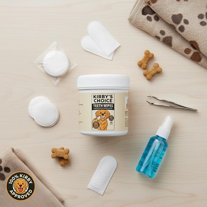 Kirby's Choice Dog Ear & Teeth Cleaning Wipes Bundle – 100 Total Finger Wipes (2 Canisters) – Gentle Pet Oral Care & Ear Cleaner – Safe, Durable & Easy to Use for Dogs & Cats – 100% Kirby Approved