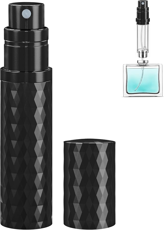 Travel Perfume Atomizer Bottle Refillable - 5ml Leakproof Fragrances Perfume Atomizer, Portable Perfume Sprayer, Perfume Refillable Bottle for Traveling (Black)