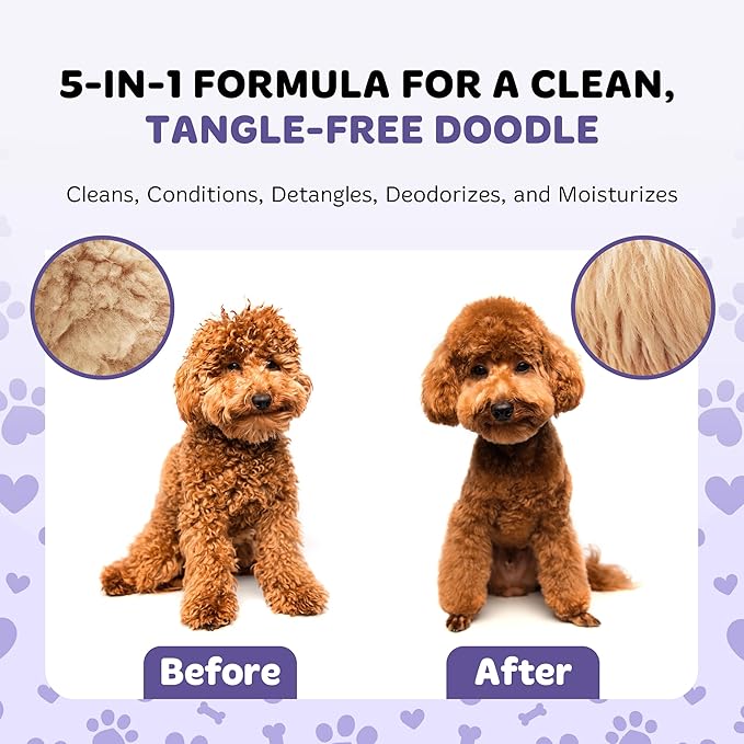 Dog Shampoo and Conditioner for Doodle - All Natural Dog Shampoo for Smelly Dogs, Sensitive Skin Pet Shampoo for Dogs, Goldendoodle, Doodles, Poodle, Puppy Shampoo and Conditioner - Dog Soap