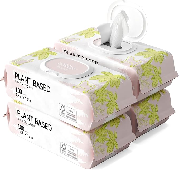 400 PCS Dog Wipes for Paws and Butt Hypoallergenic Pets Cleansing & Deodorizing Anal Gland Hygienic Puppy Wipes for Dogs Face and Body Wipes Cleaning Fur Doggie Wipes Doggy Wipes (Coconut Oil)