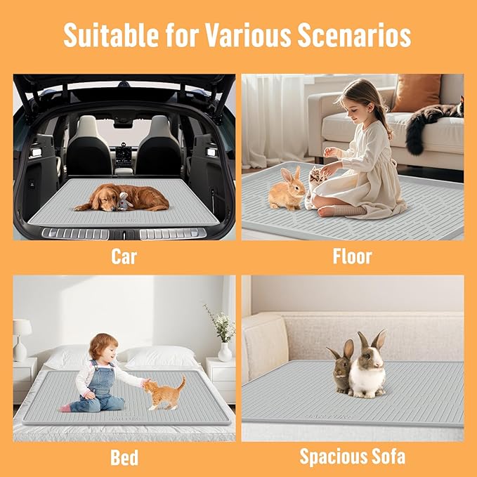 Silicone Rabbit Cage Liner, 46” x32” Rabbit Floor Mat Washable & Reusable Rabbit Cage Mat, Pet Training Pads Mat for Small Animal Rabbit Guinea Pigs Bunny Hamster Cats Dogs