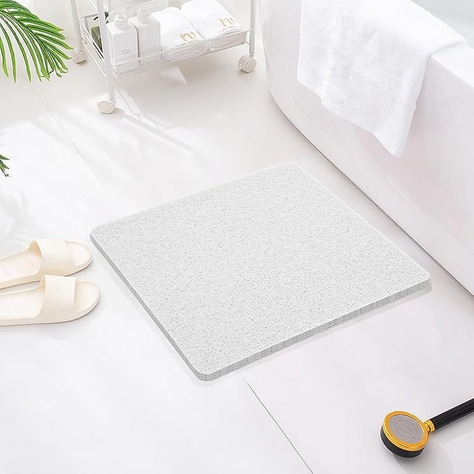 Joyhalo Shower Mats for Showers Anti Slip for Elderly, 24'' x 24'' Non Slip Bath Mat for Inside Shower, Bath Tub Mats for Bathroom Non Slip for Shower, PVC Loofah Bathroom Mats, White