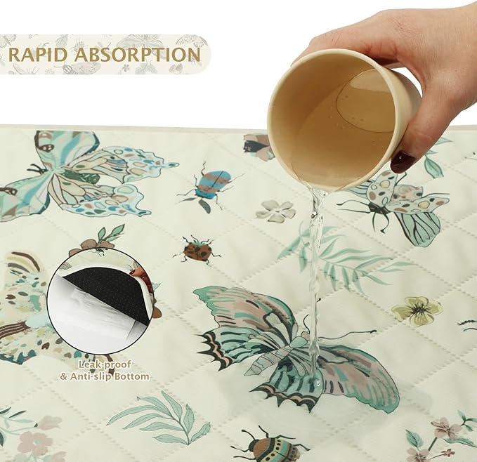 IEUUMLER Washable Pee Pads for Dogs, 2 Pack Insect Pattern Reusable Waterproof Puppy Potty Pads, Non-Slip Absorbent Pet Training Pads for Playpen Crate Bed EU014