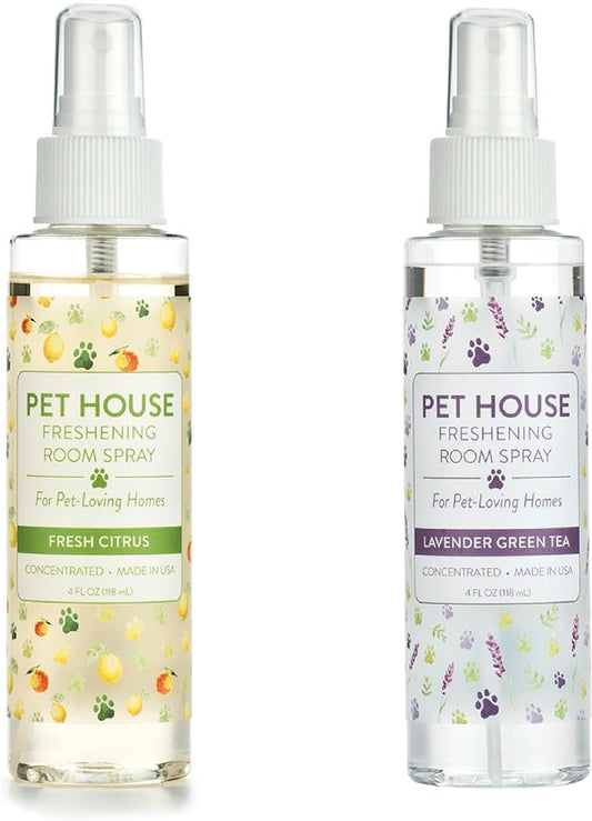 One Fur All Pet Air Freshener 4 OZ Concentrated Room Spray for Pet Odor, Lavender Green Tea and Fresh Citrus, Pack of 2