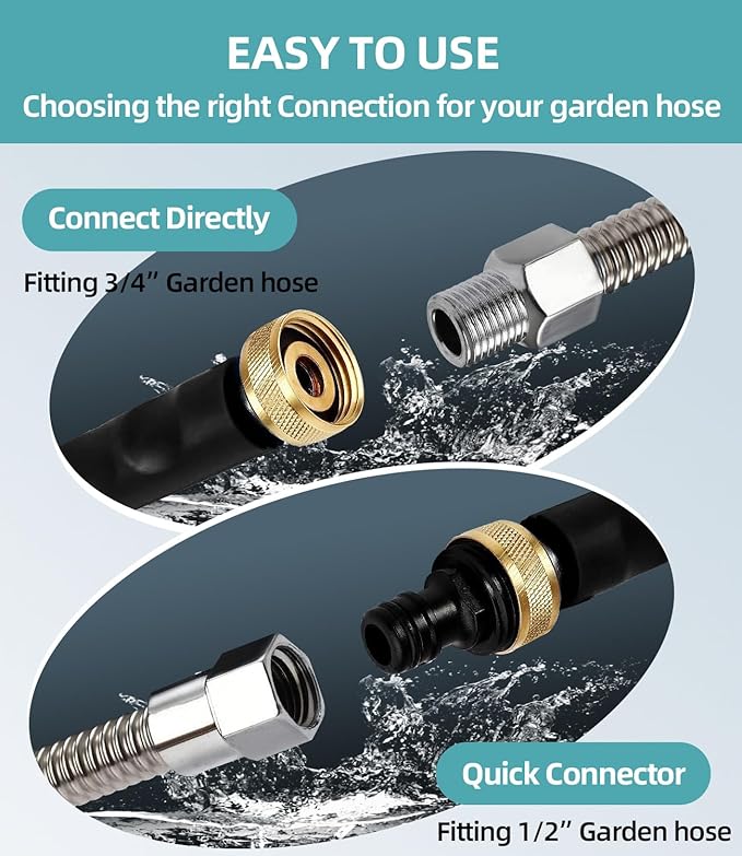 Jet Nozzle High Pressure Hose Nozzle, Hydro Jet High Pressure Washer Tools With 3 Different Nozzles, 3-In-1 High Pressure Power Wand, Hose Quick Connectors For Patio Car Pet Window Washing, Black