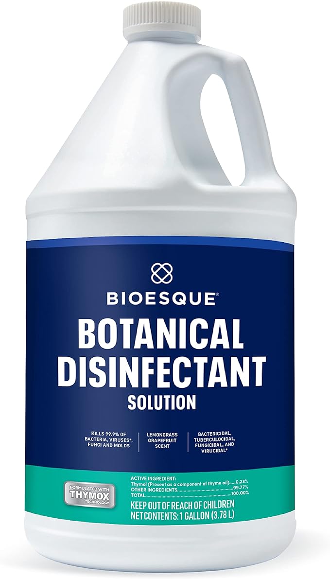 Bioesque Botanical Disinfectant Solution, Heavy Duty Broad-Spectrum Disinfectant, Kills 99.9% of Bacteria, Viruses*, Fungi, & Molds, 1 Gallon (Pack of 4)