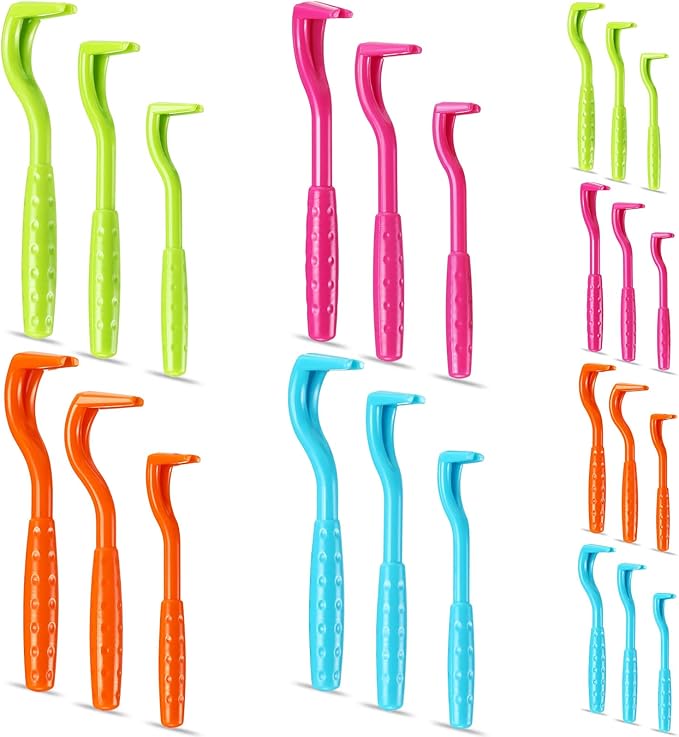 24 Pcs Tick Remover Plastic Tick Remover Tools Tick Puller Removal Tick Grabber for Dogs Cats Humans, 3 Sizes (Blue, Green, Orange, Rose Red)