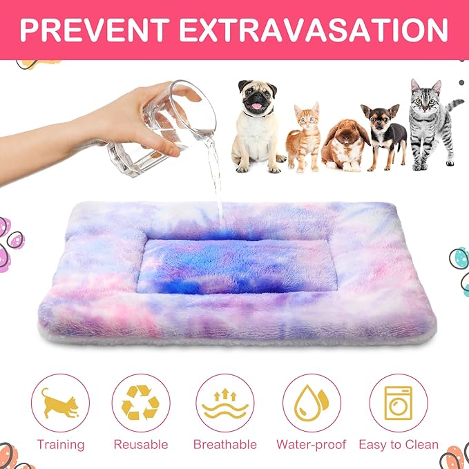 Haull 4 Pcs Waterproof Guinea Pig Bedding Winter Guinea Pig Bed Plush Cage Liners Soft Dog Cat Mat Reversible Winter Cozy Animal Pee Pad Hamster Bed Mat for Bunny (Tie Dyed,18 x 24 Inch)