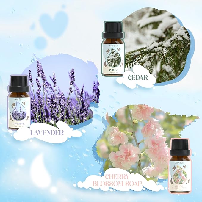 Laundry Fragrance Oils Set, Essential Oil for Diffuser, Aromatherapy Gift, Clean Scent Diffuser Oil, Use with Wool Dryer Balls,Chamomile, Fresh Cotton, Sage, Cedar, Lavender, Cherry Soap