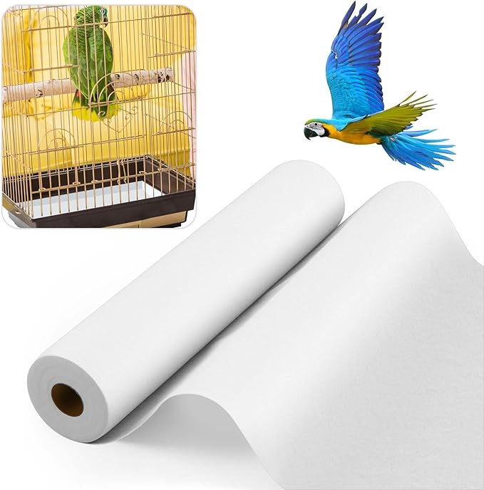 100 ft x 22 Inch Bird Cage Liner Disposable Cages Cushion Pad Mat Precut Absorbent Bird Cage Paper Large Parakeet Cage Liners Accessories for Pet Animal Bird Parrot (White)