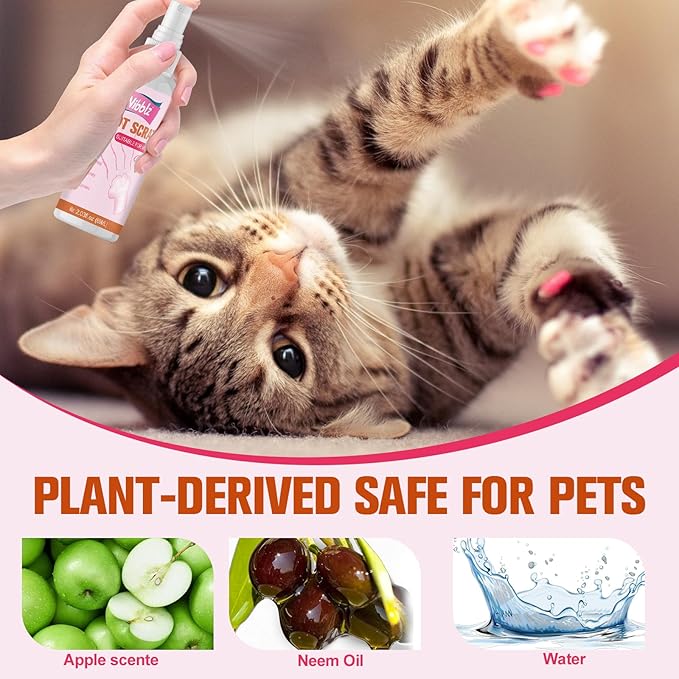 2 Pack Cat Deterrent Spray, Natural Cat Repellent Spray for Indoor & Outdoor, Scratch Deterrent for Furniture, Couches & Plants, Training Aid to Stop Scratching & Marking for Cats & Kittens