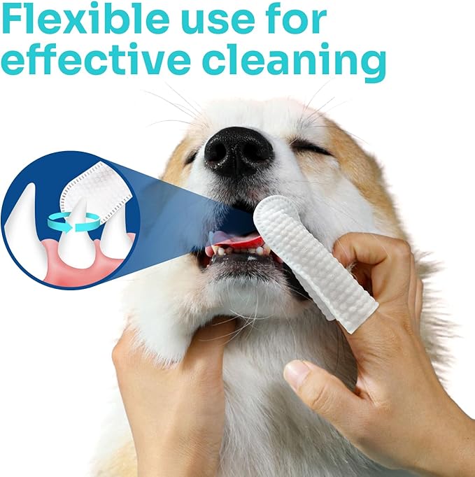 Conkote Dog Ear Finger Wipes, Ear Cleaner Wipes for Dogs & Cats 50 Count, Cat Ear Cleaner, Reduce Plaque and Tartar, Ear Wipes for Dog Remove Ear Wax, Dirt and Debris Freshens Breath