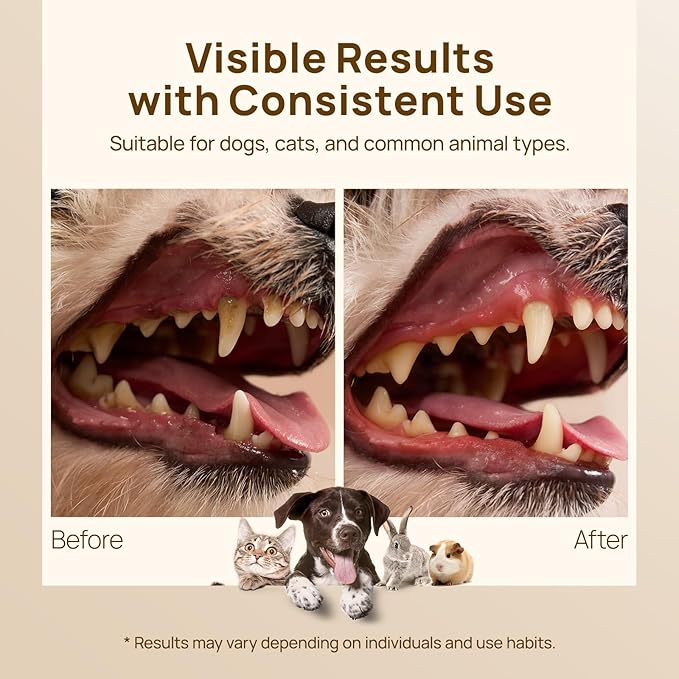 HICC PET Pro Dog Teeth Cleaning Wipes, Vet-Recommended Dental Care Wipes for Plaque & Fresh Breath, No-Rinse Dog Tooth Brushing Kit, Fresh Breath Oral Care, 50 Count, Unscented