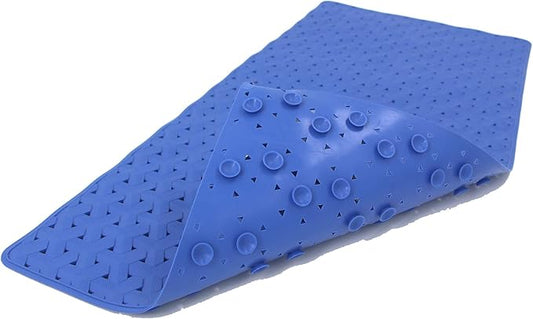 SafeLand- Non-Slip Bath, Shower, Tub Mat, TPR Material, Eco-Friendly, Non-PVC, Machine Washable, No Odor, with Powerful Suction Cups and Drain Holes, Tweed (15"x30" Blue x2)