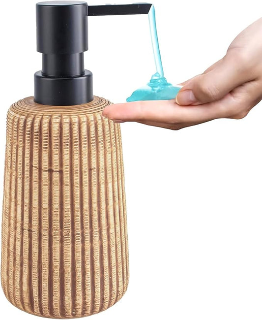 Comeon Hand Soap Dispenser, 400ml/13.5oz Ceramic Bathroom Dish Soap Dispenser for Kitchen Sink Brown Refillable Soap Dispensers in Kitchen Countertop Shower (13.5oz,Dark Brown)