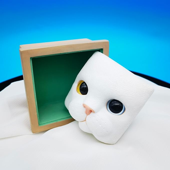 Cat Keepsake Box Memory Decorative Box Cat Portrait Gifts For Pet Owners And Pet Lovers Holds Jewelry Cat's Whiskers Fur and as a Memory Box (White Cat)