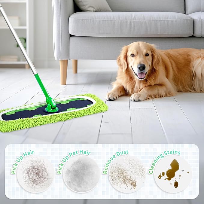 4 Pack Reusable X-Large Mop Pads Compatible with Swiffer Sweeper XL, Microfiber Chenille Washable Swiffer XL Mop Pads, Dry & Wet Sweeping Mopping Cloths XL