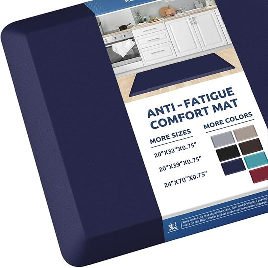 KitchenClouds Kitchen Mat Cushioned Anti Fatigue Rug 24"x70" Waterproof, Non Slip, Standing and Comfort Desk/Floor Mats for House Sink Office (Blue)