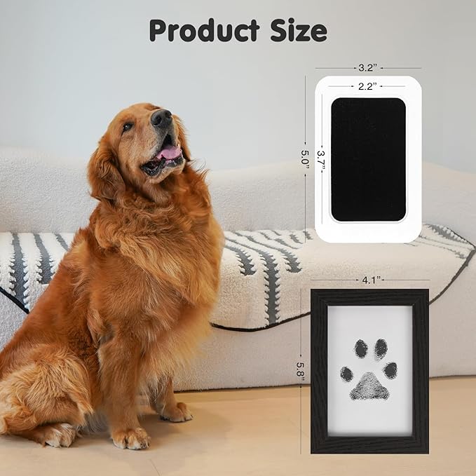 Inkless Paw Print Kit for Dogs,Cats & Babies - Clean Touch Dog Nose & Baby Handprint Kit,Mess Free Dog Paw Print Kit,1-Pcs Ink Pad & 1 Wooden Frame - Keepsake Gifts for Pet Lovers,New Moms