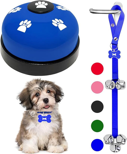 2 Pack Dog Door Bells, Dog Doorbell to go Outside Puppy Train Bell for Dogs to Ring to go Potty, Puppy Toilet Training Bell Jingle Bells for Door Knob (Dark Blue)