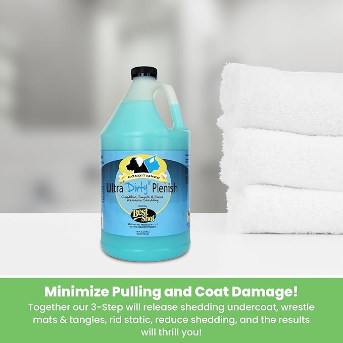 Best Shot Ultra Dirty Plenish Conditioner, Ideal Pet Grooming Conditioner, Protein-Enriched Moisturizing Formula for Dogs, Cats, and Horses, Agree Fragrance, 1 Gallon