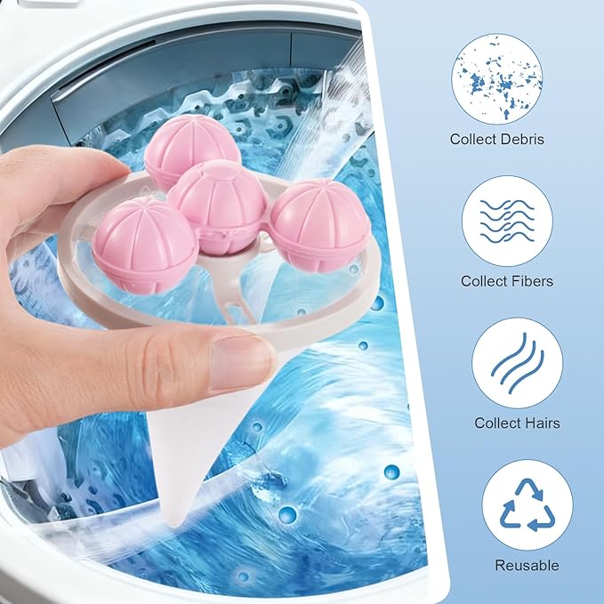 3 Pcs Pet Hair Remover for Laundry, Floating Hair Filtering Mesh Removal, Reusable Hair Catcher Washer Machine, Hair Filter Cleaning Mesh Bag Dog Cat Hair
