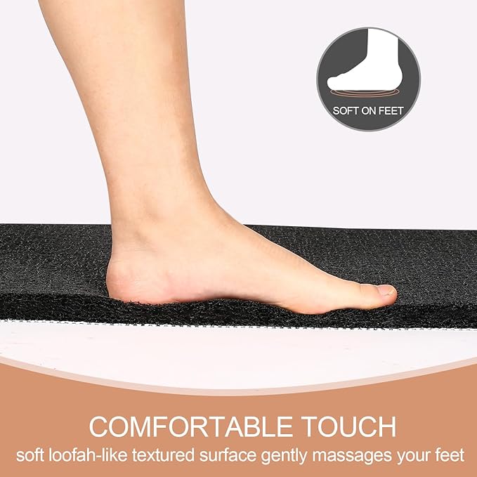 Joyhalo Shower Mats for Showers Anti Slip for Elderly, 24'' x 24'' Non Slip Bath Mat for Inside Shower, Bath Tub Mats for Bathroom Non Slip for Shower, PVC Loofah Bathroom Mats, Black