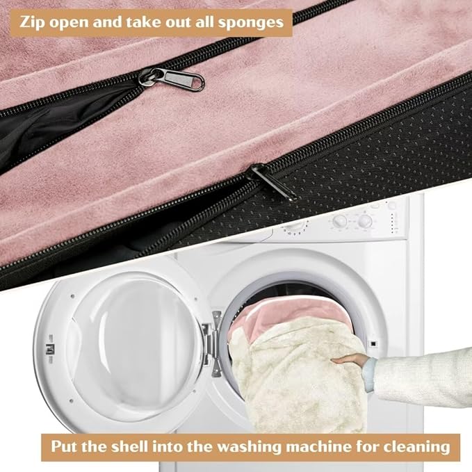 Comfort Expression Orthopedic Dog Bed for Extra Large Dogs 53x42 Inch, Waterproof Supportive Egg Crate Foam XXL Pet Bed with Removable Bolsters, Dog Couch with Washable Cover & Non-Slip Bottom, Pink