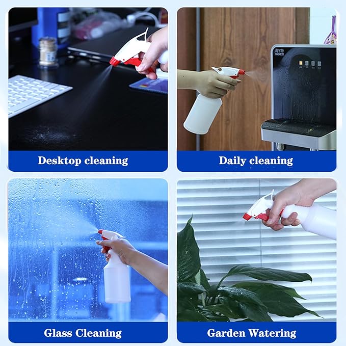 Tergy 10 Packs 32oz Empty Spray Bottles Plastic Heavy Duty Refillable Spray Bottles with Adjustable Nozzle and Measurements for All Purpose Cleaning Solutions