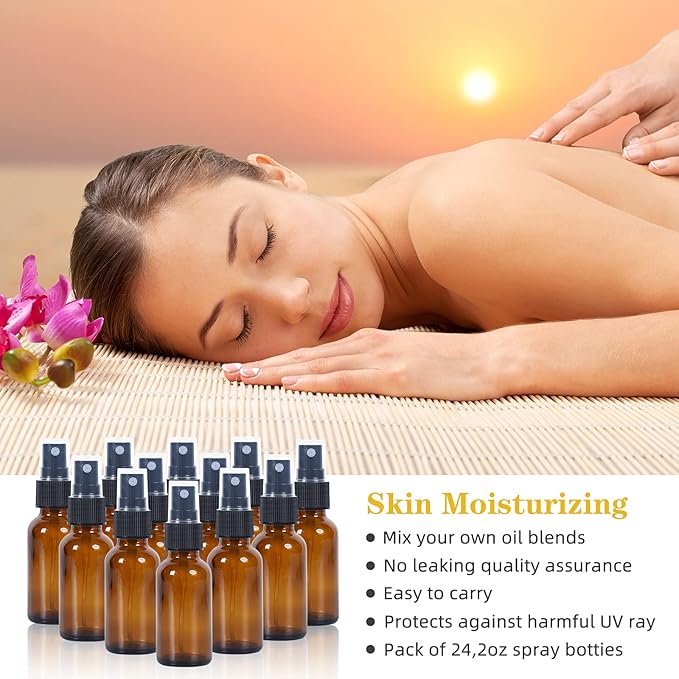 2 oz Dropper Bottle 24 Pack Black Glass Boston Bottles 60ml with Eye Droppers Black Caps for Essential Oils, Perfume, Leak Proof Travel Bottles for Liquids