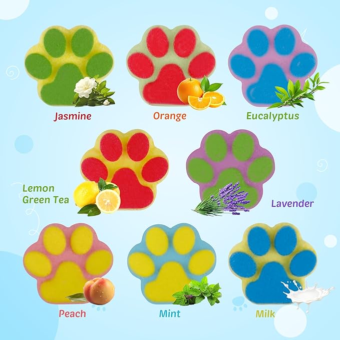 Bath Bombs for Kids with Surprise Inside, 40 Large Number Pack Paw Shape Bath Bombs Gift Set, Natural Organic Kids Bubble Bath Fizzy for Girls Boys with Bath Toys Inside