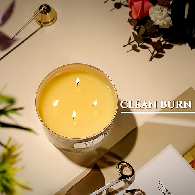 HomeLights Large jar Candle | 4-Wick Long-Lasting Scented Candles, 18oz Natural Soy Wax Candle for Home Scented, Industrial Chic Gifts for Women & Men, Smoke Vanilla