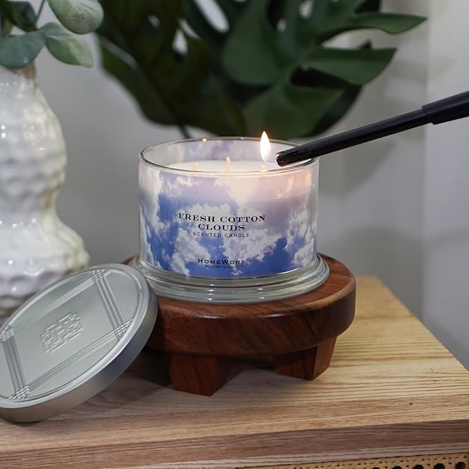 HomeWorx by SLATKIN + CO. Candle- Fresh Cotton Clouds, 18 oz. Premium Scented Candle - 30-55 Hours Burn Time