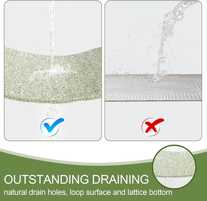 Joyhalo Shower Mats for Showers Anti Slip for Elderly, 24'' x 24'' Non Slip Bath Mat for Inside Shower, Bath Tub Mats for Bathroom Non Slip for Shower, PVC Loofah Bathroom Mats, Mint Green